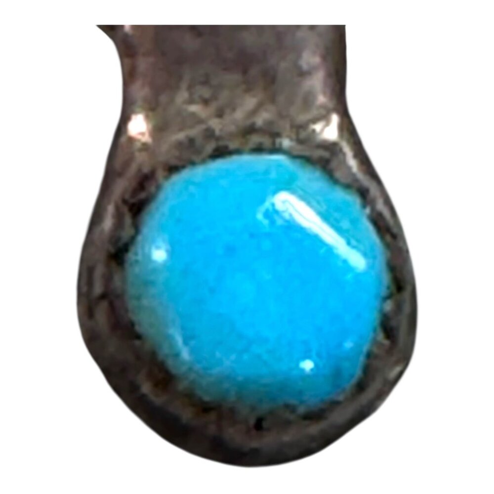 Vintage Navajo Sterling Silver Naja Pendant Turquoise Stone Accent Sand Cast - Picture 2 of 5